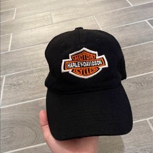 Harley Davidson Black And Orange Logo Hat